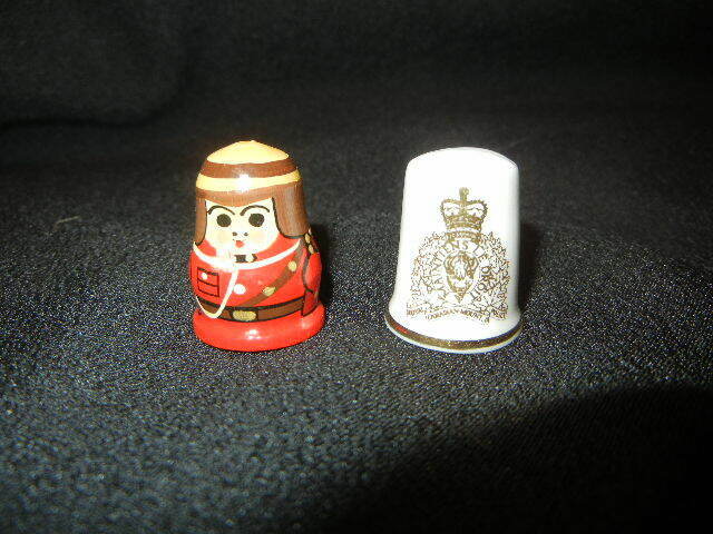 VINTAGE SEWING THIMBLES RCMP GRC ROYAL CANADIAN MOUNTED POLICE X TWO (2)