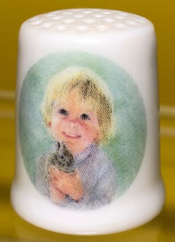 Vintage Thimble 1983 By Roman FRANCES HOOK Can I Keep Him Child And Bunny
