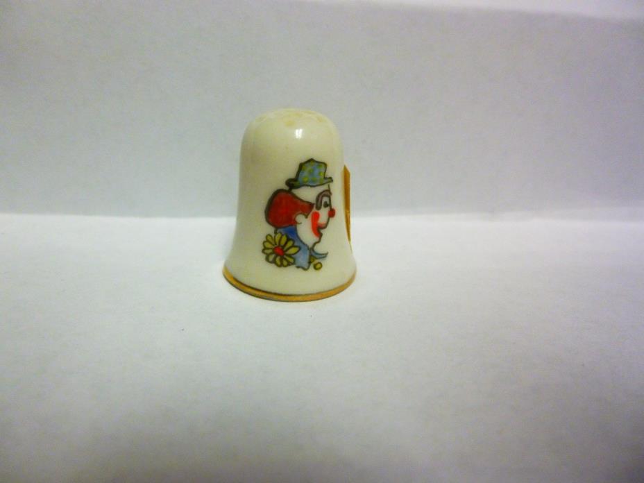 Thimble - Clown Head Painted by GTK 1982 - Gold-Rimmed Bone China - USA
