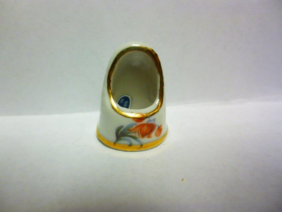 Thimble - Floral w/Cut-Out - Gold-Rimmed China - Japan