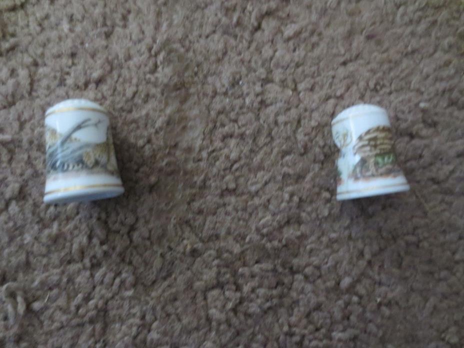 Lot of 2, Porcelain, Bone China,THIMBLES  Decorative Animals-collectible