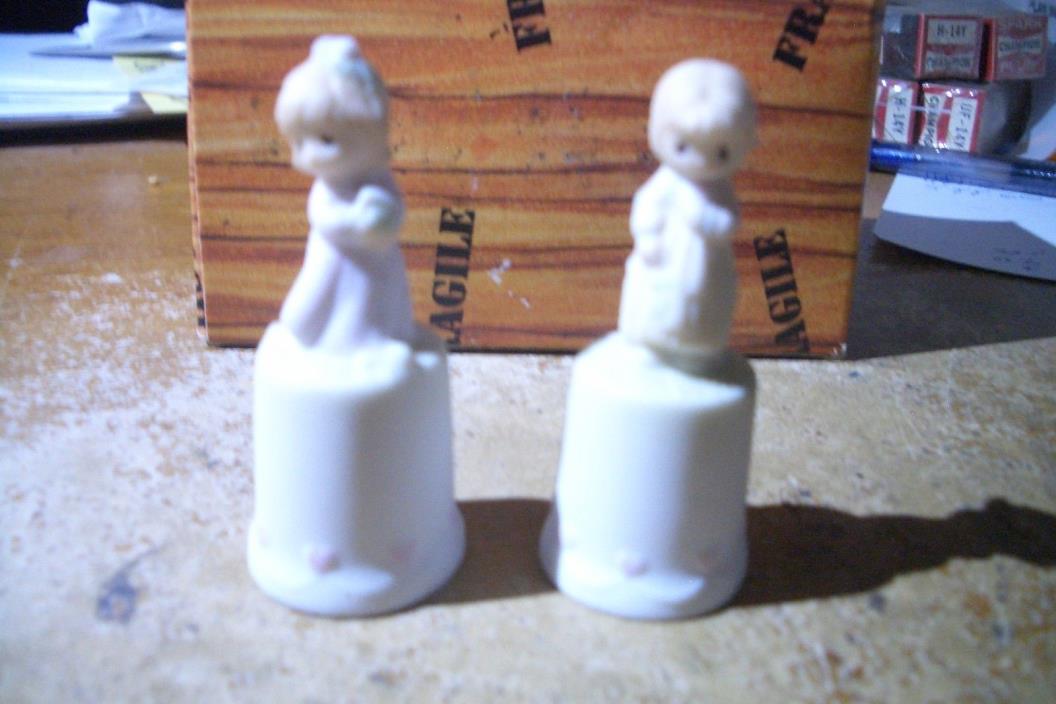 PRECIOUS MOMENTS ENESCO BISQUE 1985 THIMBLES