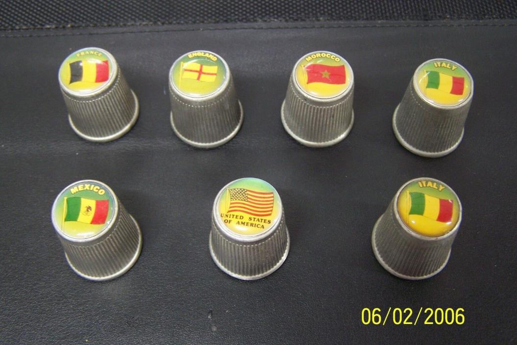 VINTAGE THIMBLE CAST PEWTER SOFT METAL COUNTRYS USA MEXICO FRANCE LOT