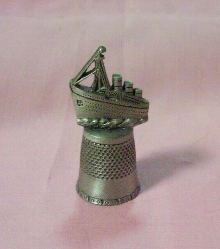 Ocean Liner Ship Pewter Thimble