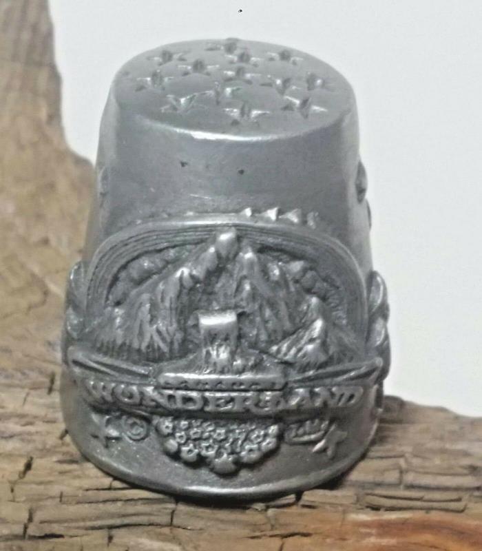 VINTAGE PEWTER (c) CANADA'S WONDERLAND (T.M.) SEWING THIMBLE COLLECTIBLE GISH ?