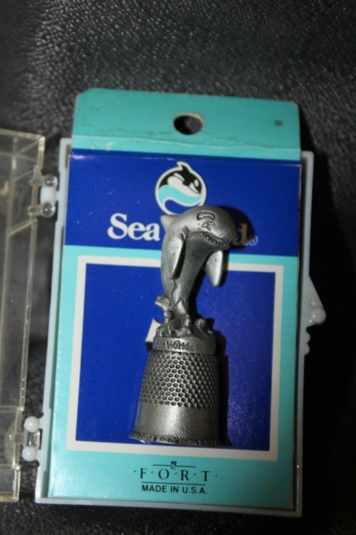 F.O.R.T. Genuine Pewter Sea World Dolphin? Collectible Thimble