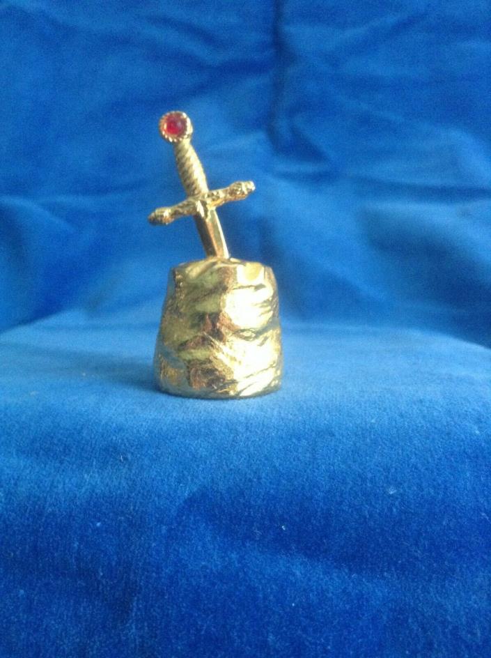 Excalibur ( The Sword In The Stone ) - 24 Karat. Gold Plated Thimble