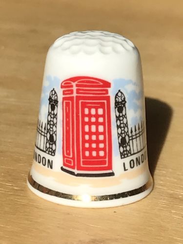 1 RED TELEPHONE BOOTH THIMBLE  FINE BONE CHINA  MADE IN BRITAIN