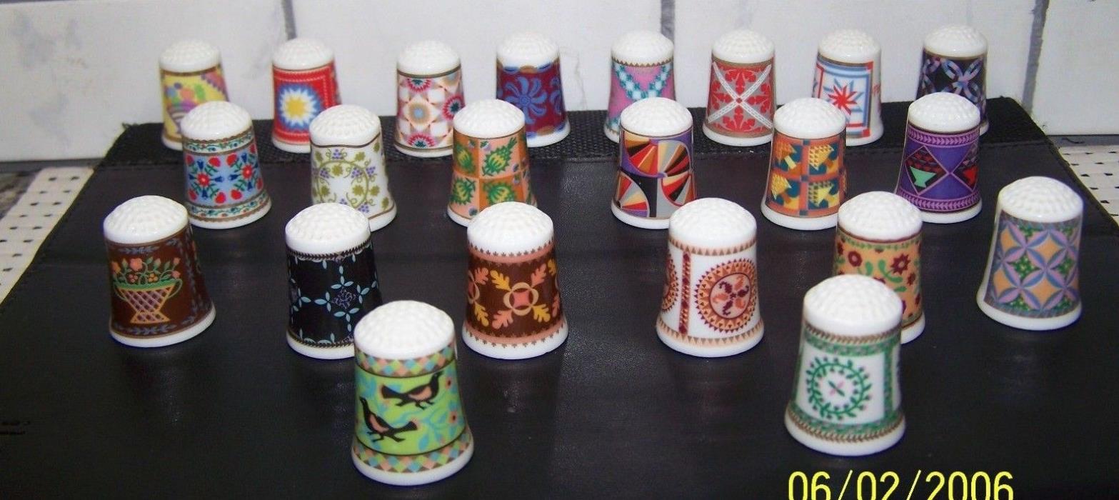 Hard To Find Franklin Mint American Heirloom Quilt Thimbles Lot Thimble Collect