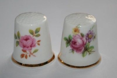 VICTORIAN Floral Bone China England Thimbles Set of *2*  #577