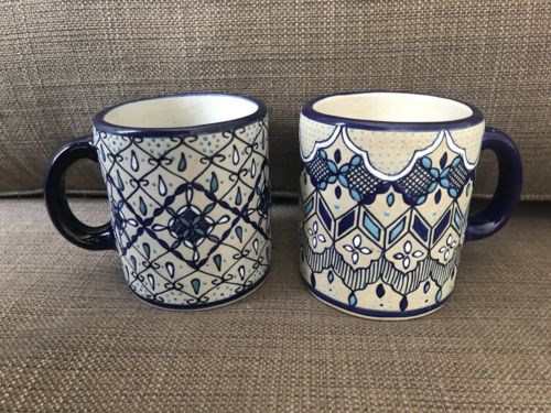 2 Servin Mexico Coffee Mug Hand Painted Mexican
