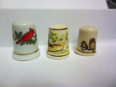 Thimble's - Bird Pictures - 3 - 2 Porcelain & 1 Bone China (Japan)