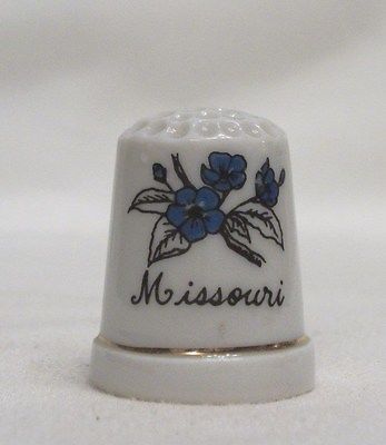Missouri Porcelain Thimble with Blue Flowers