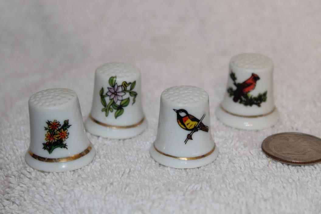 Porcelain thimbles-Flowers & Bird