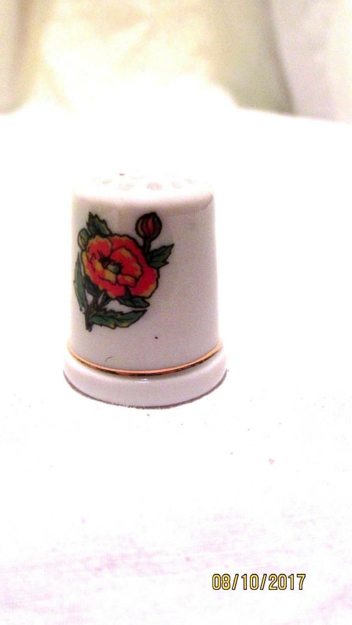 1980s Hubbard Collection Orange Flower Collectible Thimble