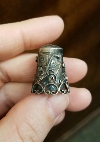 Vintage Intricate Sterling Silver Thimble