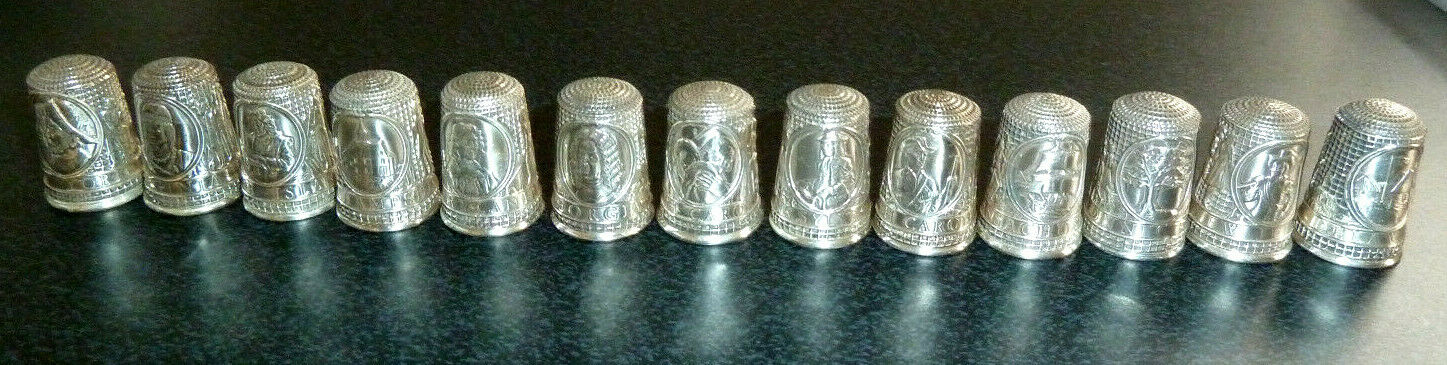 VTG 1978 Franklin Mint 13 Sterling Silver Colonial America Thimble Collection