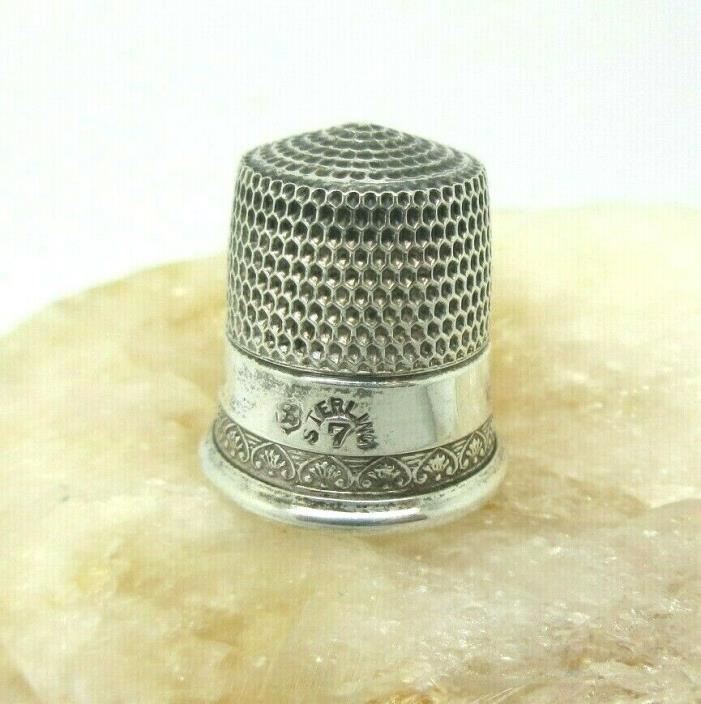 Antique Sterling SILVER THIMBLE - Hallmarked  - Size 7