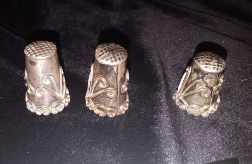 Simmons Sterling Silver Thimbles Set Of 3