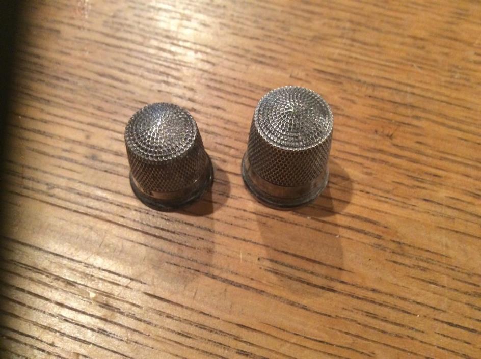 2 Vintage Sterling Silver Sewing Thimbles Size 8 & Size 11