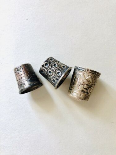 Beautiful Three (3) Vintage Sterling Silver Thimbles