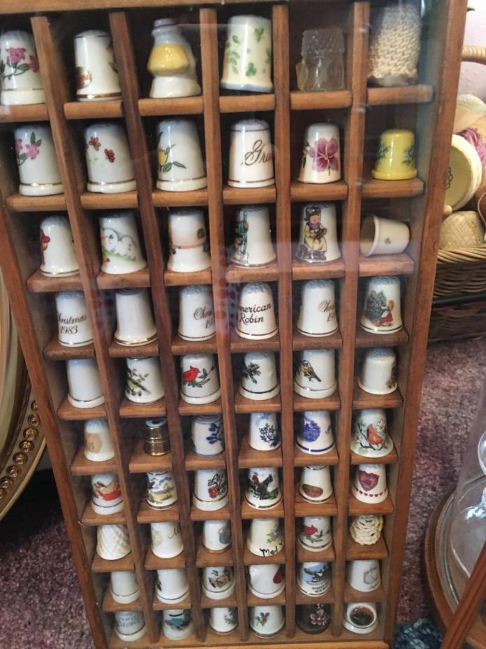 Revolving Dome Thimble Display case, Display cases with 60 and 24 thimbles.
