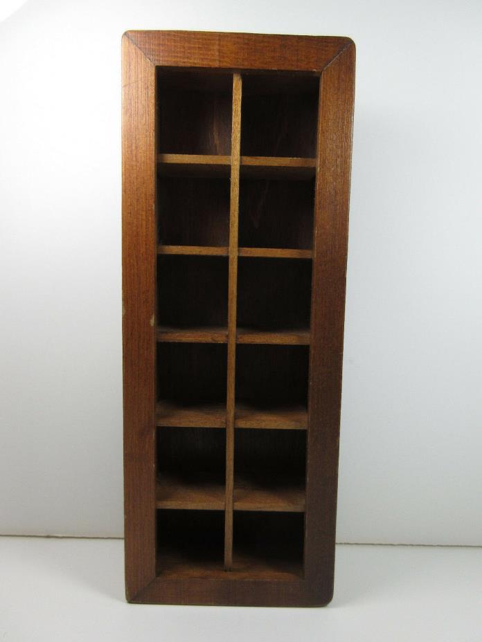 Vtg Wooden Thimble Miniatures Display Box Case 12 Slots No Mount 8 7/8