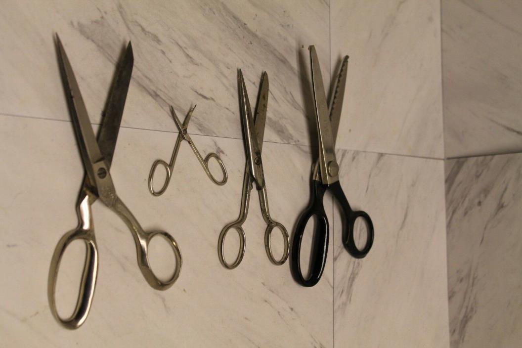 Scissors Lot of 4 types-Wiss Pinking,German NFS,Cuticle Germany,Clauss 1317 USA