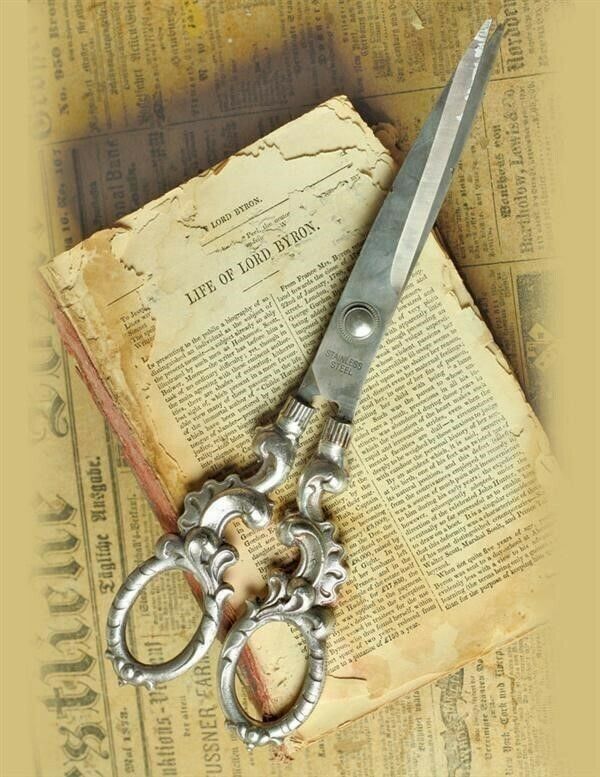 Victorian Trading Co NWOT Sophie's Silver & Brass Baroque Utility Scissors 23C