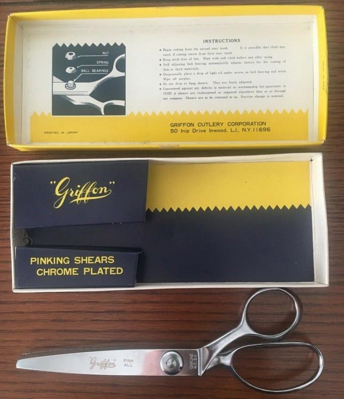 Vintage GRIFFON 'Pink All' Pinking Shears Model #2A  7.5 Inches w/Original Box