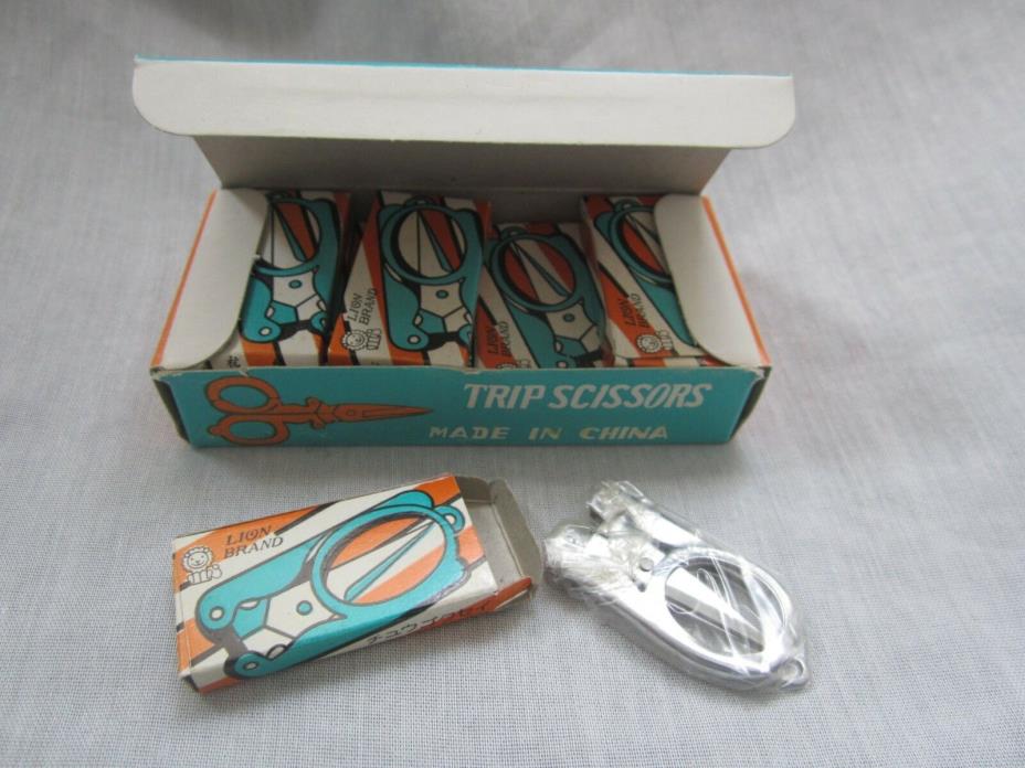 Vintage Folding Trip Scissors Travel Lion Brand box of 12 all with boxes rare
