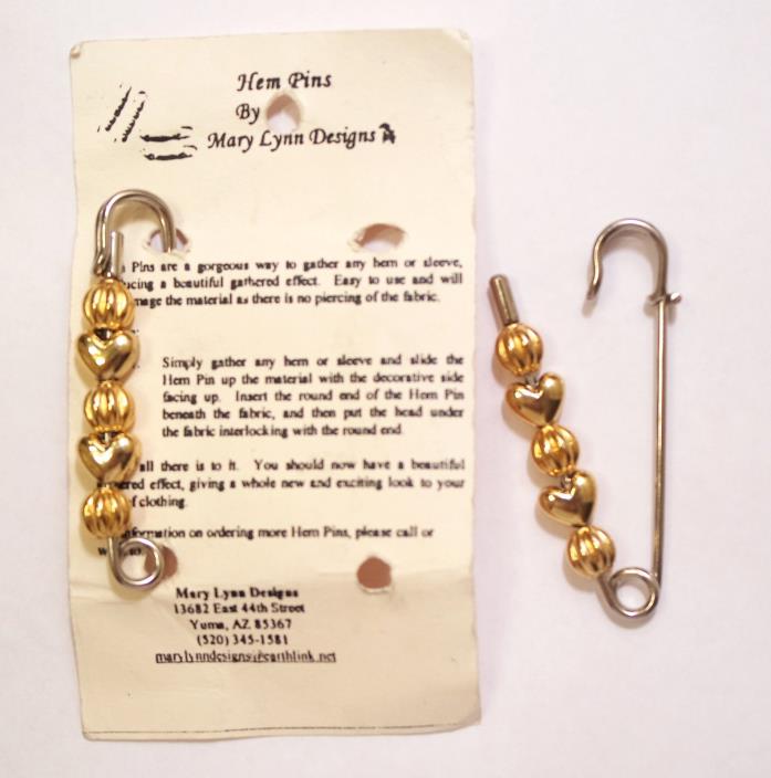 REMOVABLE TEMPORARY HEM PINS - No Piercing or Sewing Gold Tone Mary Lynn Designs