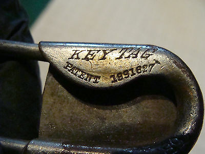 Vintage sewing item: early KEY TAG large safty pin Patent 1891627