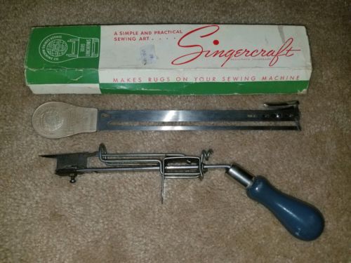 Vintage Singercraft Sewing Machine Rug Guide & Heavy Duty Punch Tool