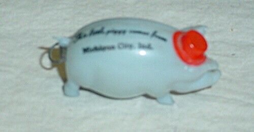 40's Michigan City Ind Souvenir Celluloid Pig with Hat Sewing Tape Measure Japan
