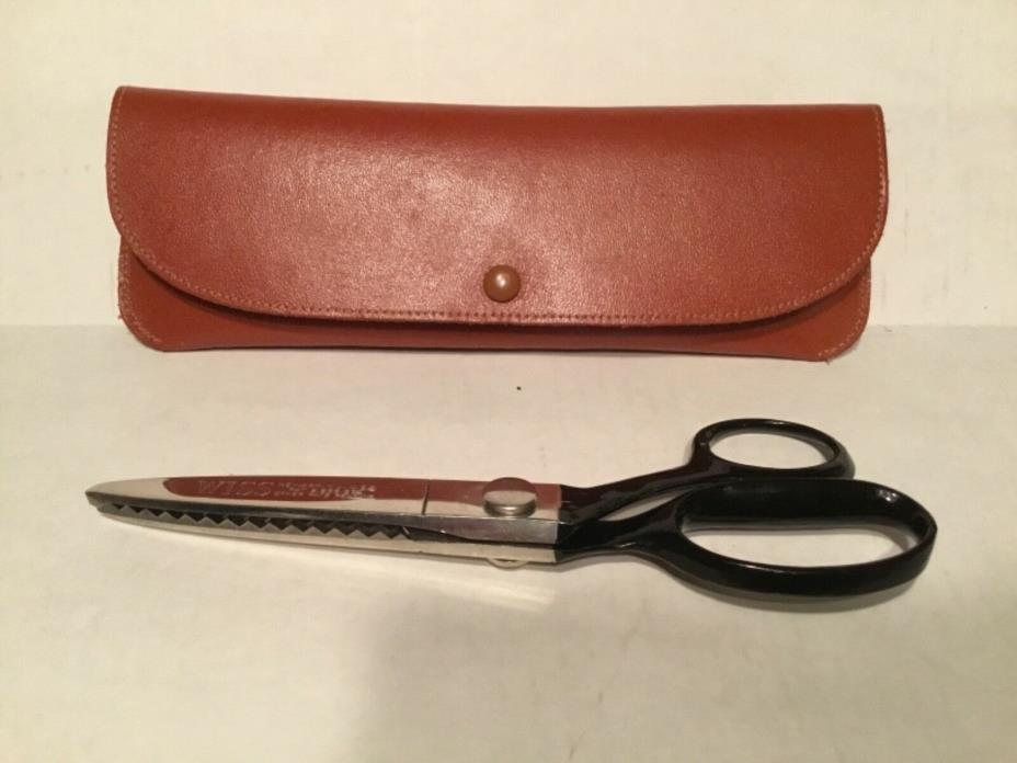 Vtg. Weiss Pinking Shears scissors in original leather case, Newark, NJ , USA