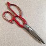 8” VTG Kitchen Utility Shears Scissors Claw Bottle Opener Cast Metal Red Handle