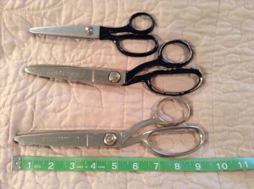 LOT OF 3 VINTAGE PINKING SHEARS SCISSORS 2 WISS 1 DALE MADE IN THE USA