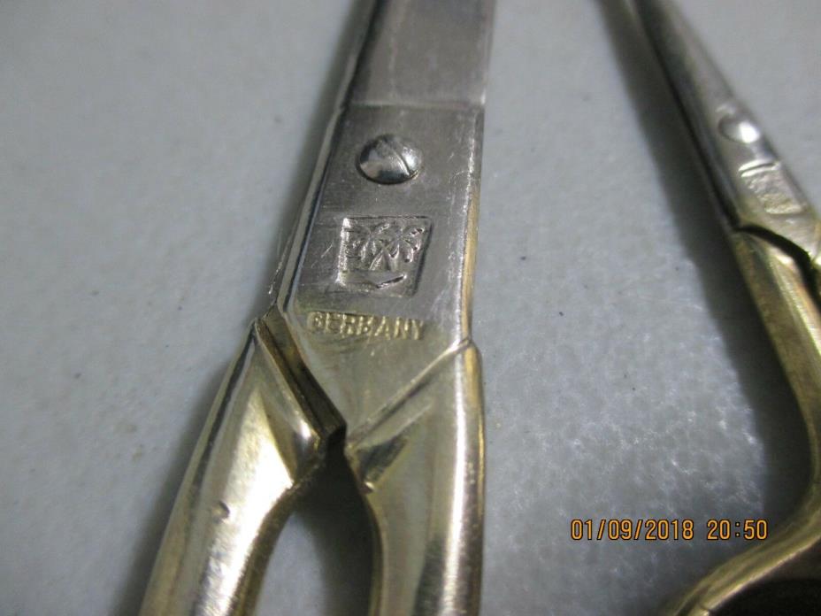 two -1950s Germany Scissors Set of 2  Hallmarked with  Two Palm Trees
