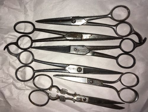 Lot Of 6 Vintage Scissors Late 1800’s Germany-Brooklyn-SanFrancisco