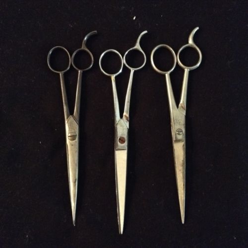 3 PAIR VINTAGE BARBER SCISSORS  ITALY, GERMANY A. SCHMIDT, GERMANY SEARS