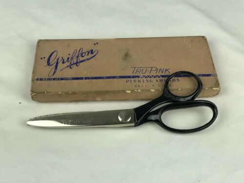 Vintage WISS CB-7 USA Metal Pinking Shears Scissors, Griffon Shears Box, Vintage