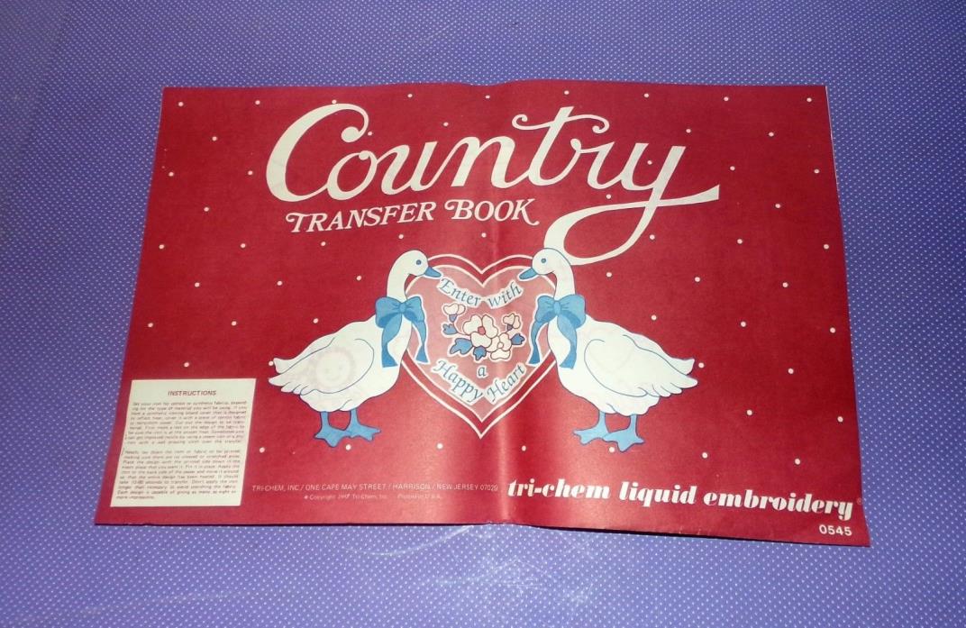 Vtg 1987 Tri Chem Liquid Embroidery Hot Iron On Transfer Book Country Geese 0545