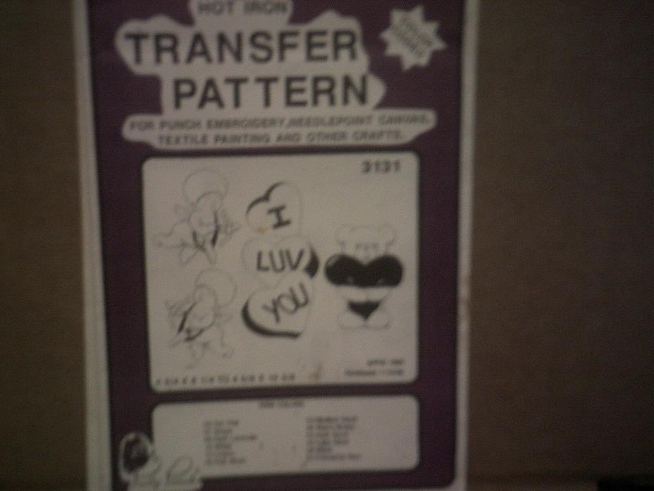 Vintage Valentine's Day Unused Iron On Embroidery Transfer Patterns Hearts,Cupid