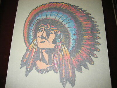 VTG 70s IRON ON TRANSFER Native American Tribe Chief Crying Tear IRON EYES
