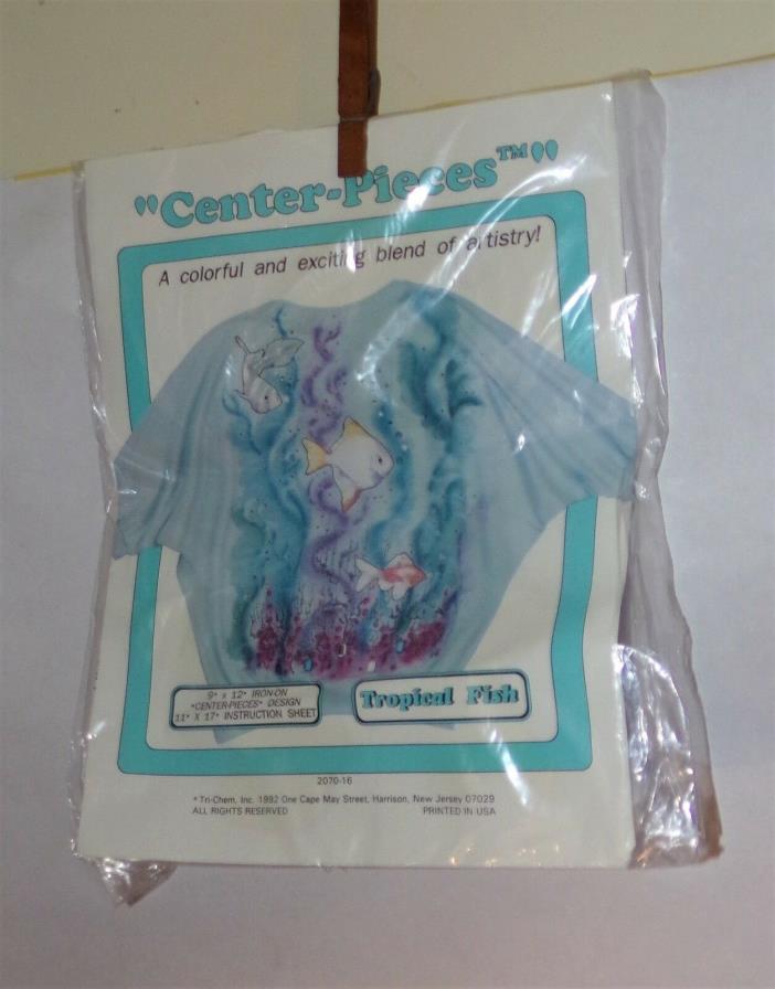 1992 Tri Chem Ready To Use Hot Iron On Fashion Center Pieces Tropical Fish 2070