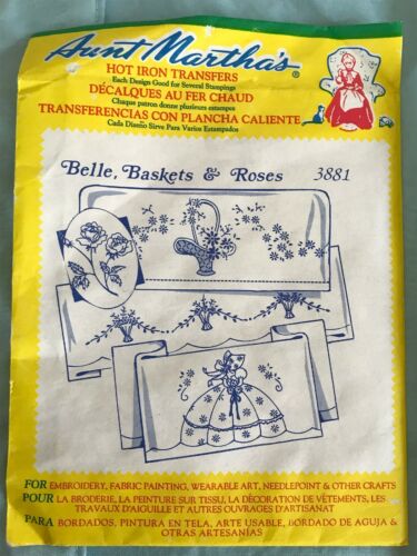 Vintage Aunt Martha’s Hot Iron Transfers #3881 Belle, Baskets & Roses