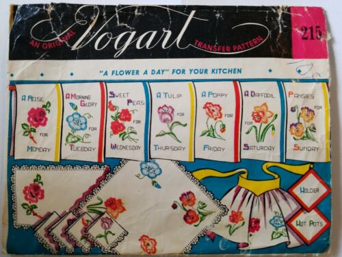Sewing Transfer Pattern 215 VOGART A Flower A Day Vtg Embroidery Painting Apron
