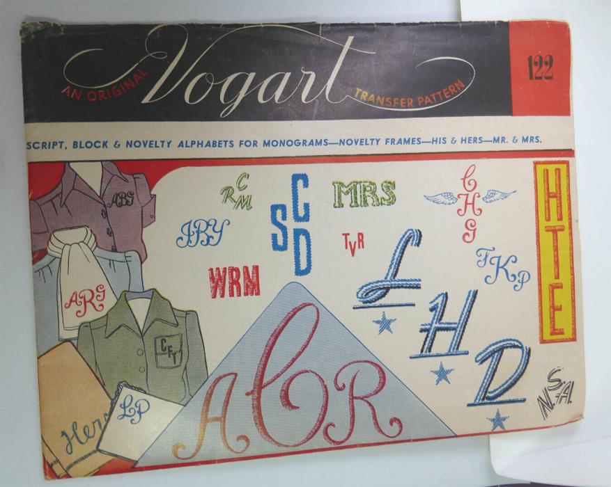 Unused Vintage Vogart Transfer Pattern Alphabet Letters Monograms #122