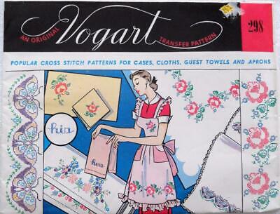 Vogart Transfer 298 Cross Stitch Patterns for Cases, Cloths, Guest Towels Aprons